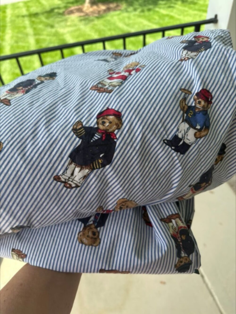Vintage Polo Ralph Lauren Home Teddy Bear Stripe Queen Sheet Set